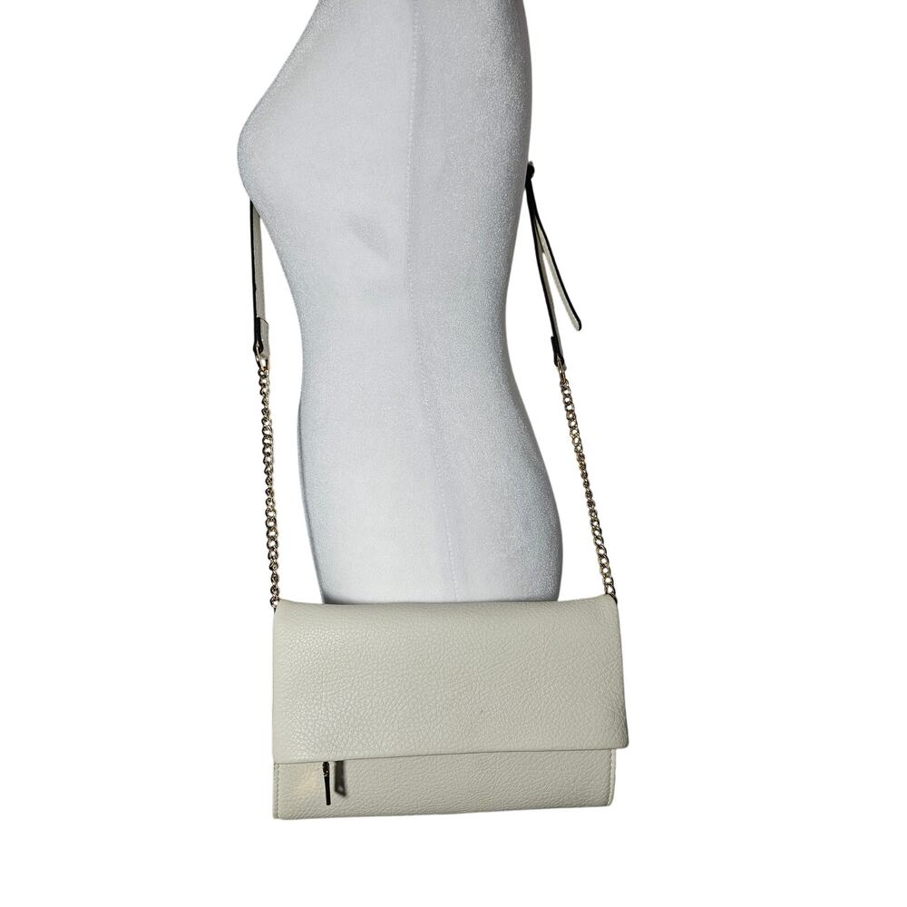 INC Women's Cream Envelope Style‎ Crossbody Bag Chain Straps Magnet Close